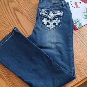 Love Indigo Women's Embellished Stretch  Boot Cut Jeans Sz. 10